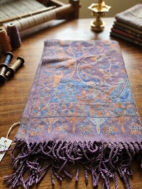 Pretty Persuations Paisley Scarf in Blue, Violet and Rust Orange